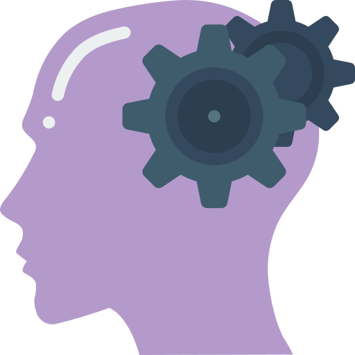 Head with cogs.
