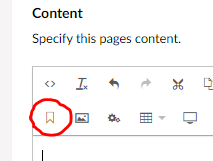 Anchor link icon on the toolbar