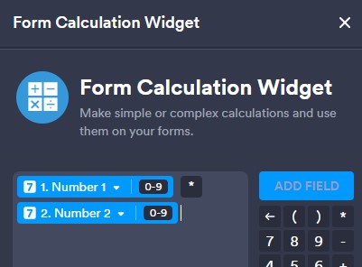 An example Jotform calculation which multiplies two numbers together